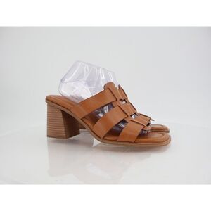 Marc Fisher LTD Louisa Leather Block Heel Slip On Mules Woven Brown Size 10M
